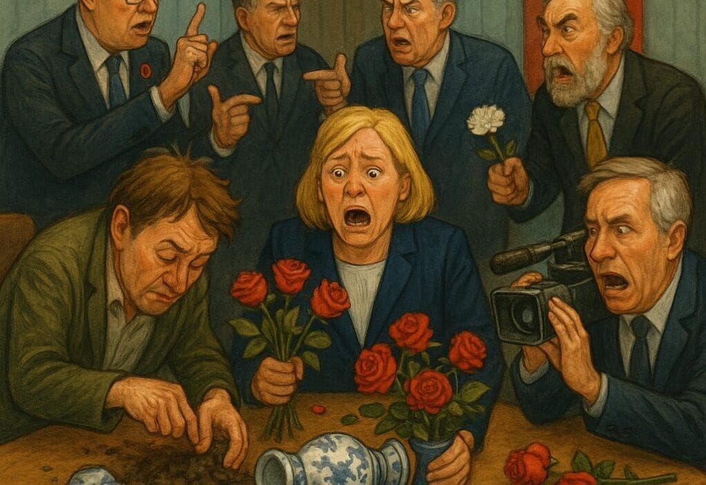 Sjokkerende avsløring i Smørhavn (Danmark): 7 grunner til at hele landet nå boikotter roser – og én av dem lukter fisk 5 «Ambassadører i blomstermøte med knuste vaser og diplomatiske nellikdiskusjoner, SEO: blomstergate, vasekrise, Danmark»