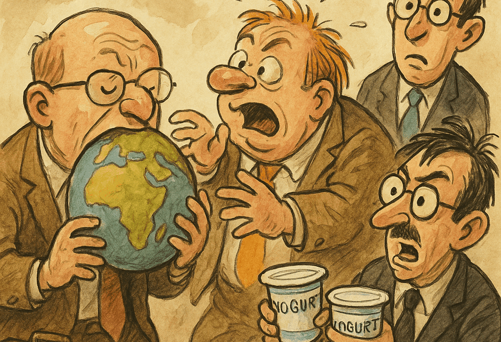 7 grunner til at Spania nå krever FN-støtte for yoghurtkrisen 4 Karikatur av yoghurtkrisen i diplomatisk kaos – FN-humor og koffeinangst