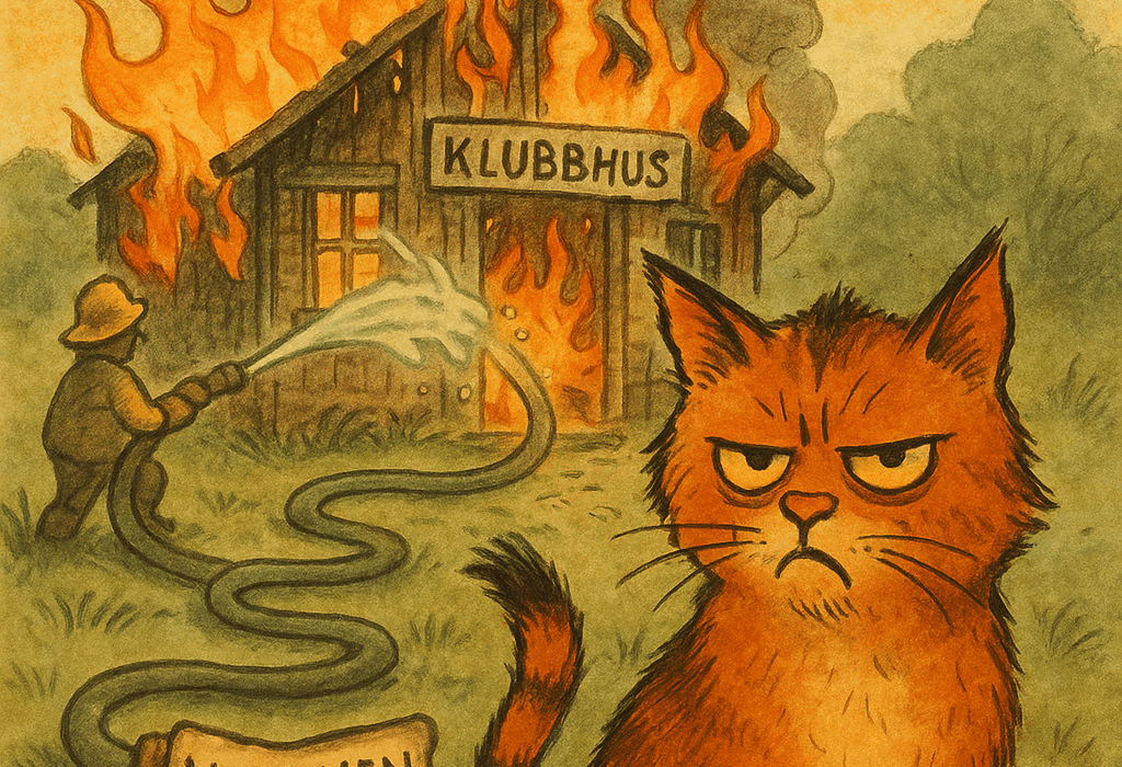 Katastrofalt krøll i Klønevik – katt satte fyr på klubbhus under åpen dag 5 Lokalt værfenomen i Klønevik – sol, svidd ledning og sarkastisk katt