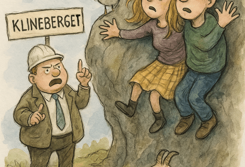 Ordfører og limte kjærester på Klineberget i protest – limdrama, kjærlighet, humor.